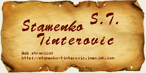 Stamenko Tinterović vizit kartica